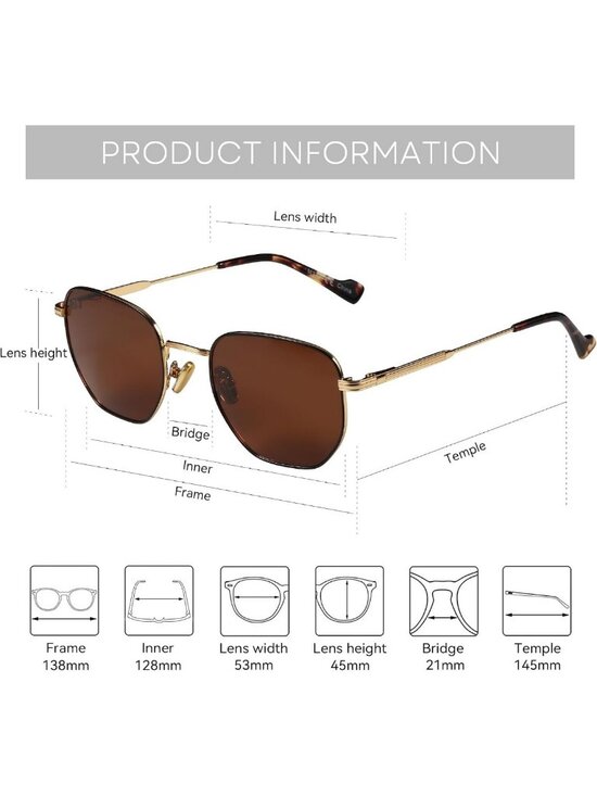 Trendy Hexagon Polarized Sunglasses for Men & Women - Vintage Metal Frame, UV main image 6